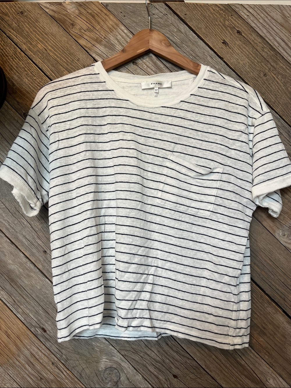 FRAME White Tee with Black Stripes